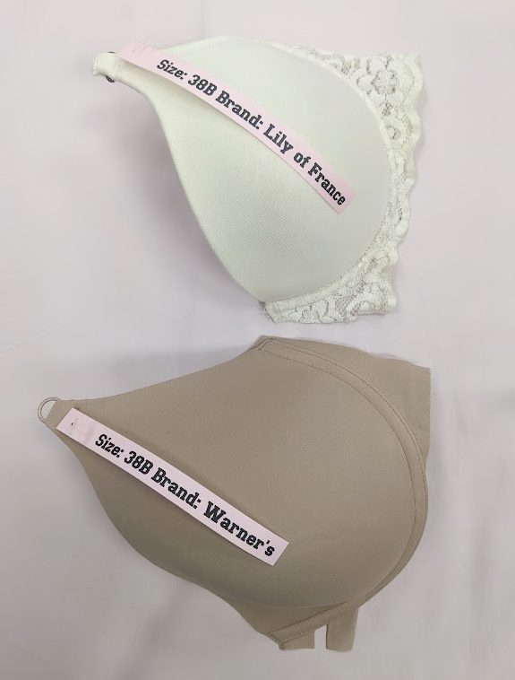 Two bra cups with different volume