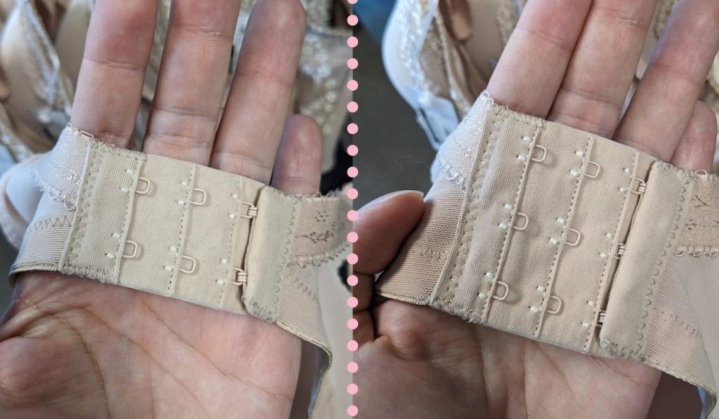 Different numbers of hooks on Charley spacer bras from Elomi