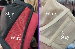 Underwired bras with stays