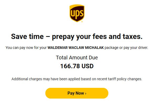 Tariffs collected by UPS